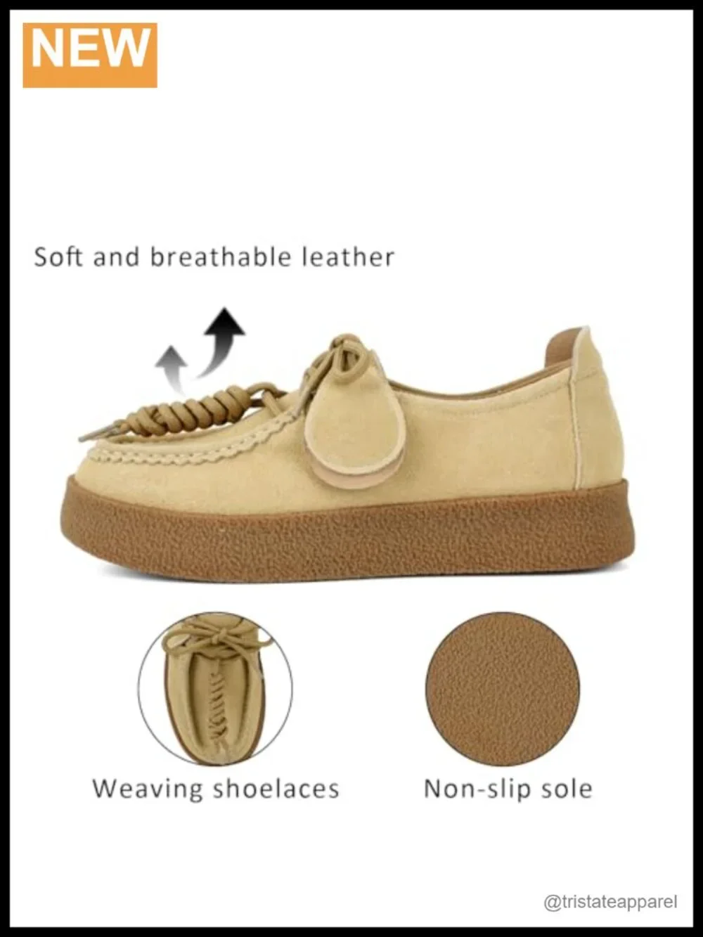 Retro Suede Platform Loafers Chunky Lace-Up Oxfords Comfort Sole Non-Slip Out